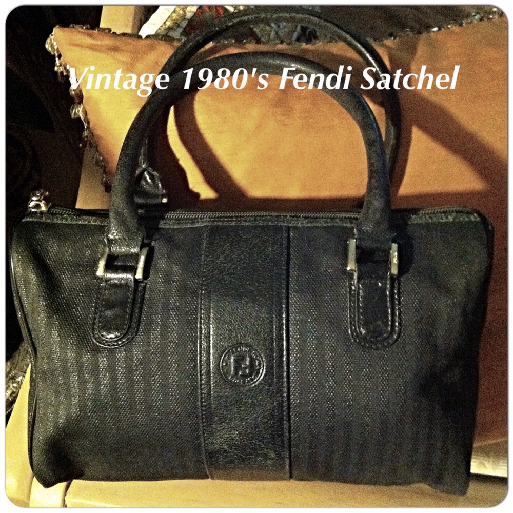 Fendi Vintage 80’s Fabric & Leather Satchel VGUC